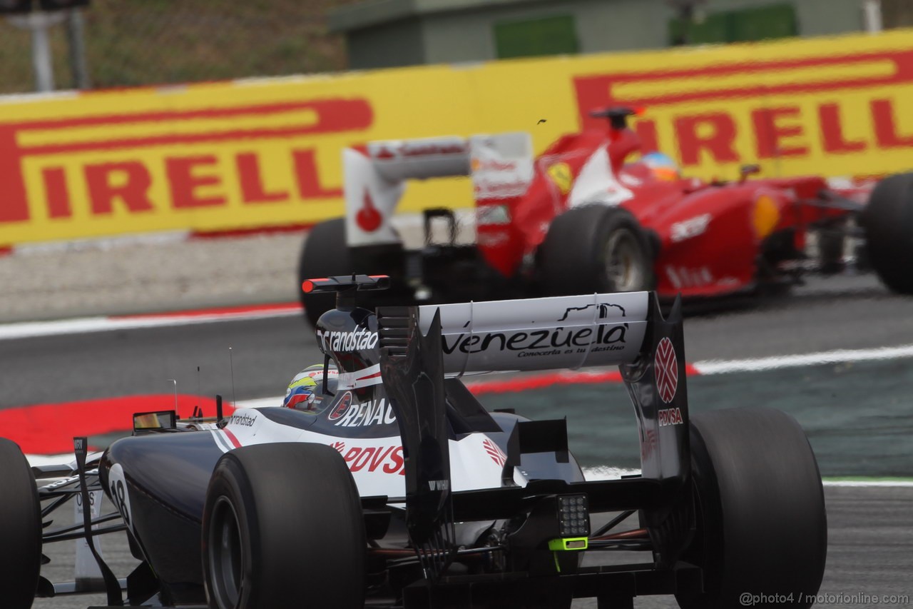 GP SPAGNA, 13.05.2012- Gara, Fernando Alonso (ESP) Ferrari F2012 e Pastor Maldonado (VEN) Williams F1 Team FW34 