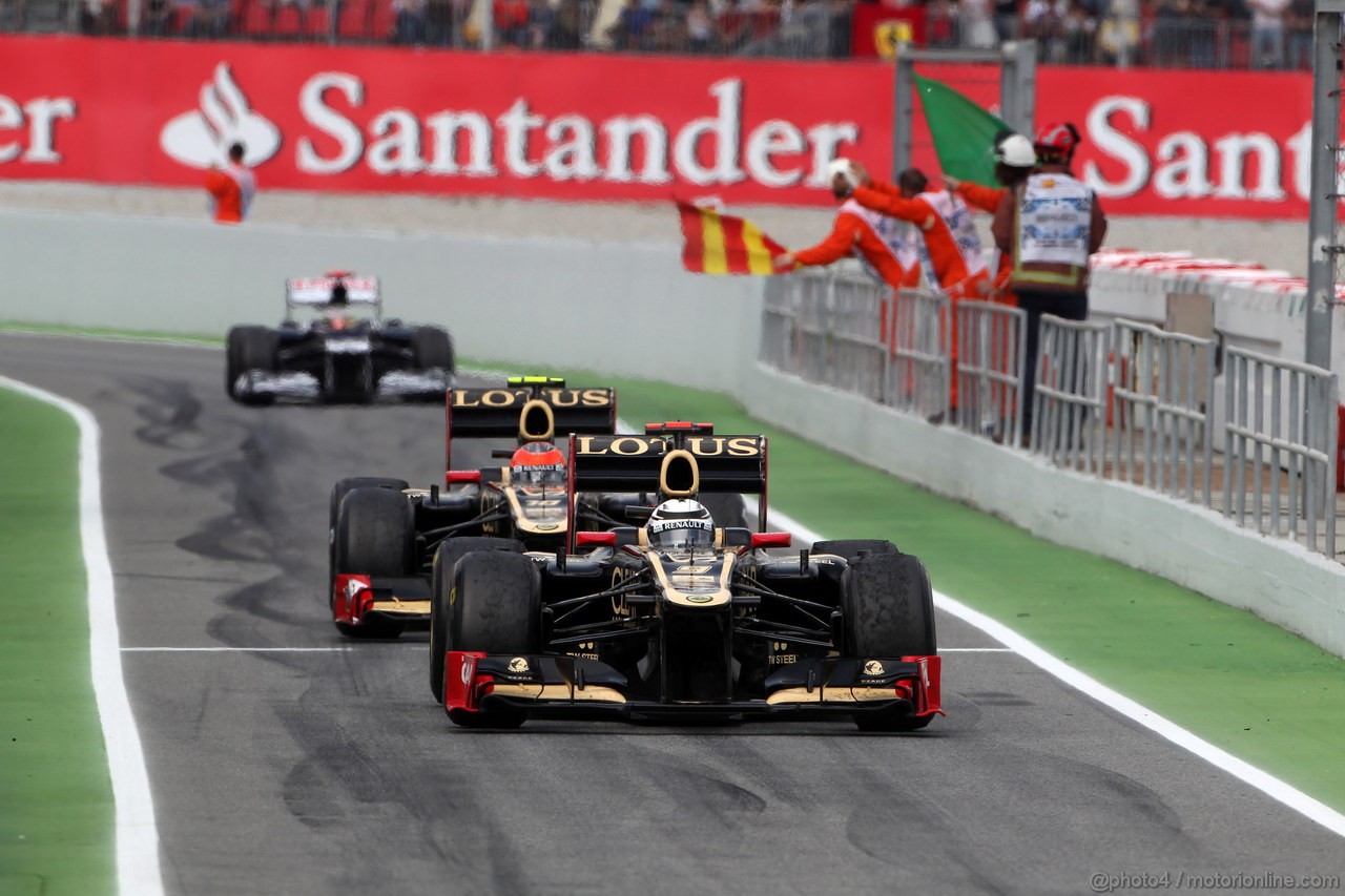 GP SPAGNA, 13.05.2012- Gara, Romain Grosjean (FRA) Lotus F1 Team E20 e Kimi Raikkonen (FIN) Lotus F1 Team E20 