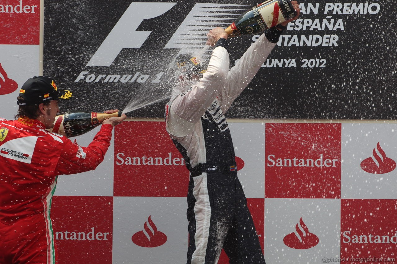 GP SPAGNA, 13.05.2012- Gara, Pastor Maldonado (VEN) Williams F1 Team FW34 vincitore e Fernando Alonso (ESP) Ferrari F2012 secondo 