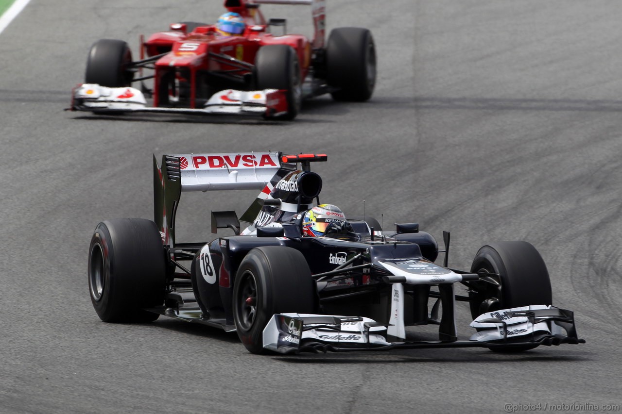 GP SPAGNA, 13.05.2012- Gara, Pastor Maldonado (VEN) Williams F1 Team FW34 e Fernando Alonso (ESP) Ferrari F2012