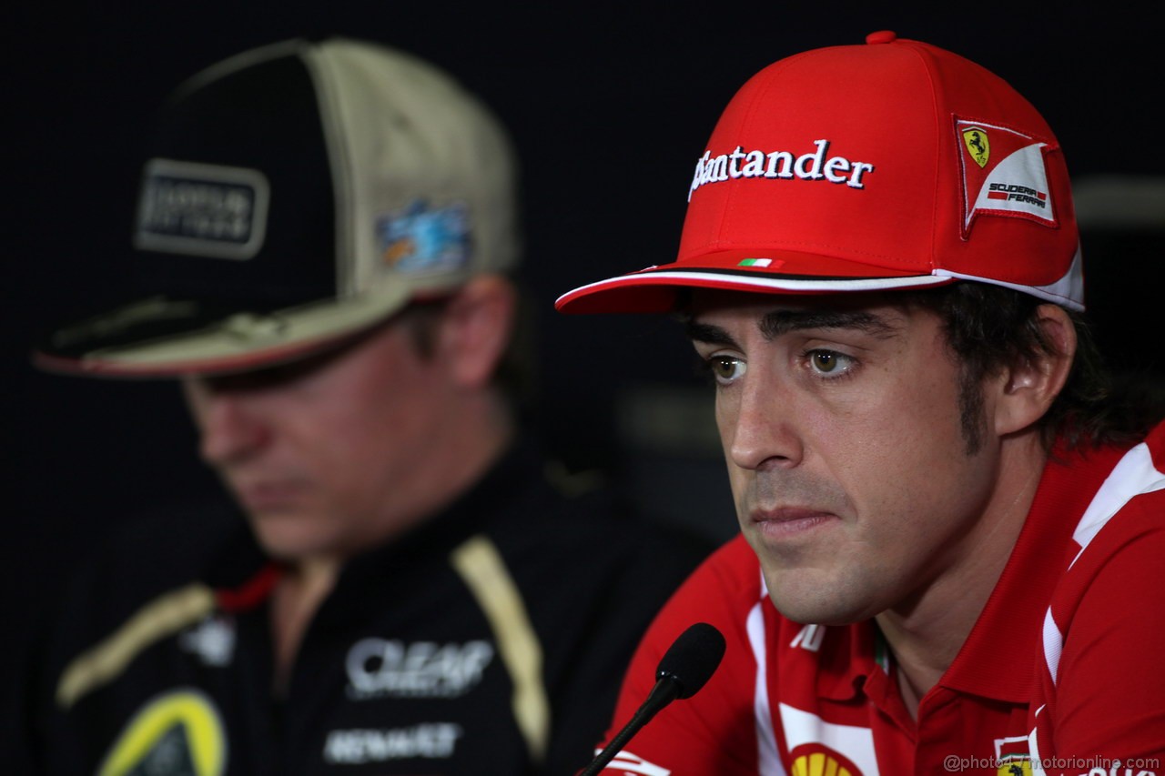 GP SPAGNA, 10.05.2012- Conferenza Stampa, Fernando Alonso (ESP) Ferrari F2012 e Kimi Raikkonen (FIN) Lotus F1 Team E20 