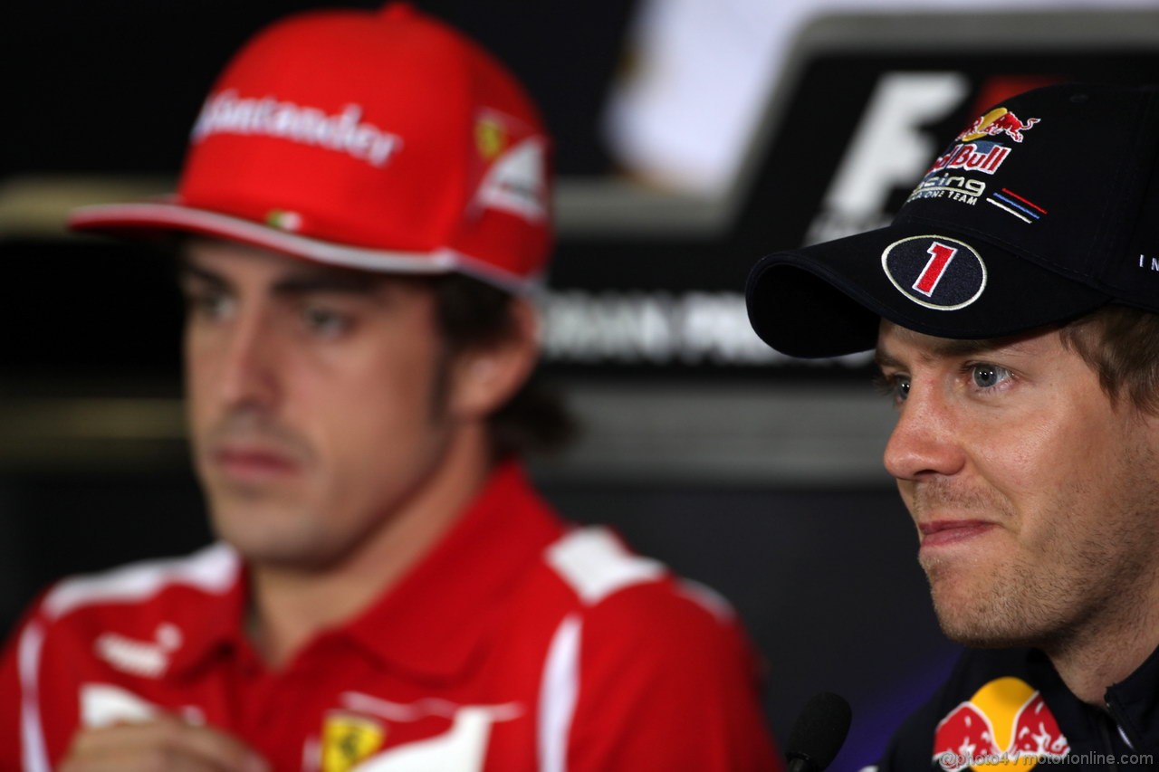 GP SPAGNA, 10.05.2012- Conferenza Stampa, Fernando Alonso (ESP) Ferrari F2012 e Sebastian Vettel (GER) Red Bull Racing RB8 
