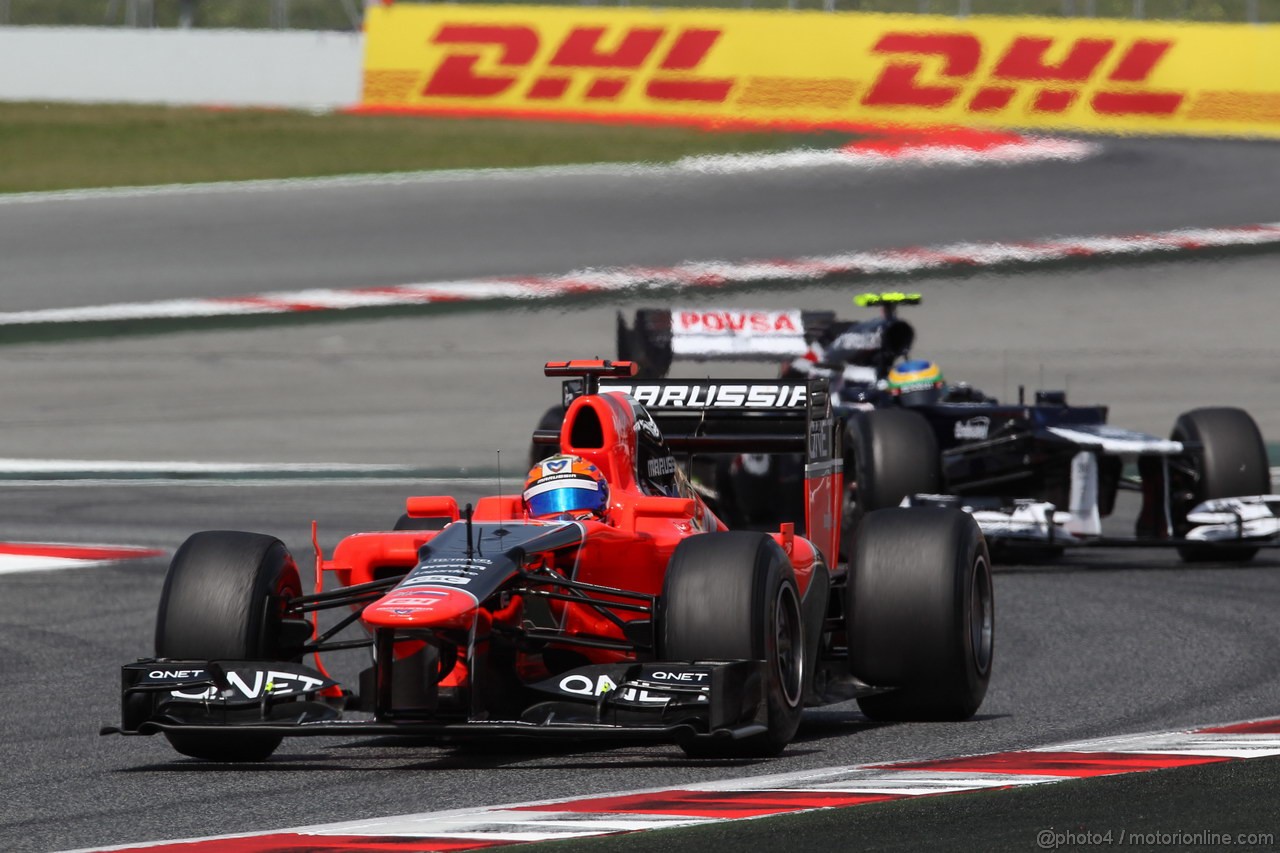 GP SPAGNA, 12.05.2012- Prove Libere 3, Timo Glock (GER) Marussia F1 Team MR01 e Bruno Senna (BRA) Williams F1 Team FW34 