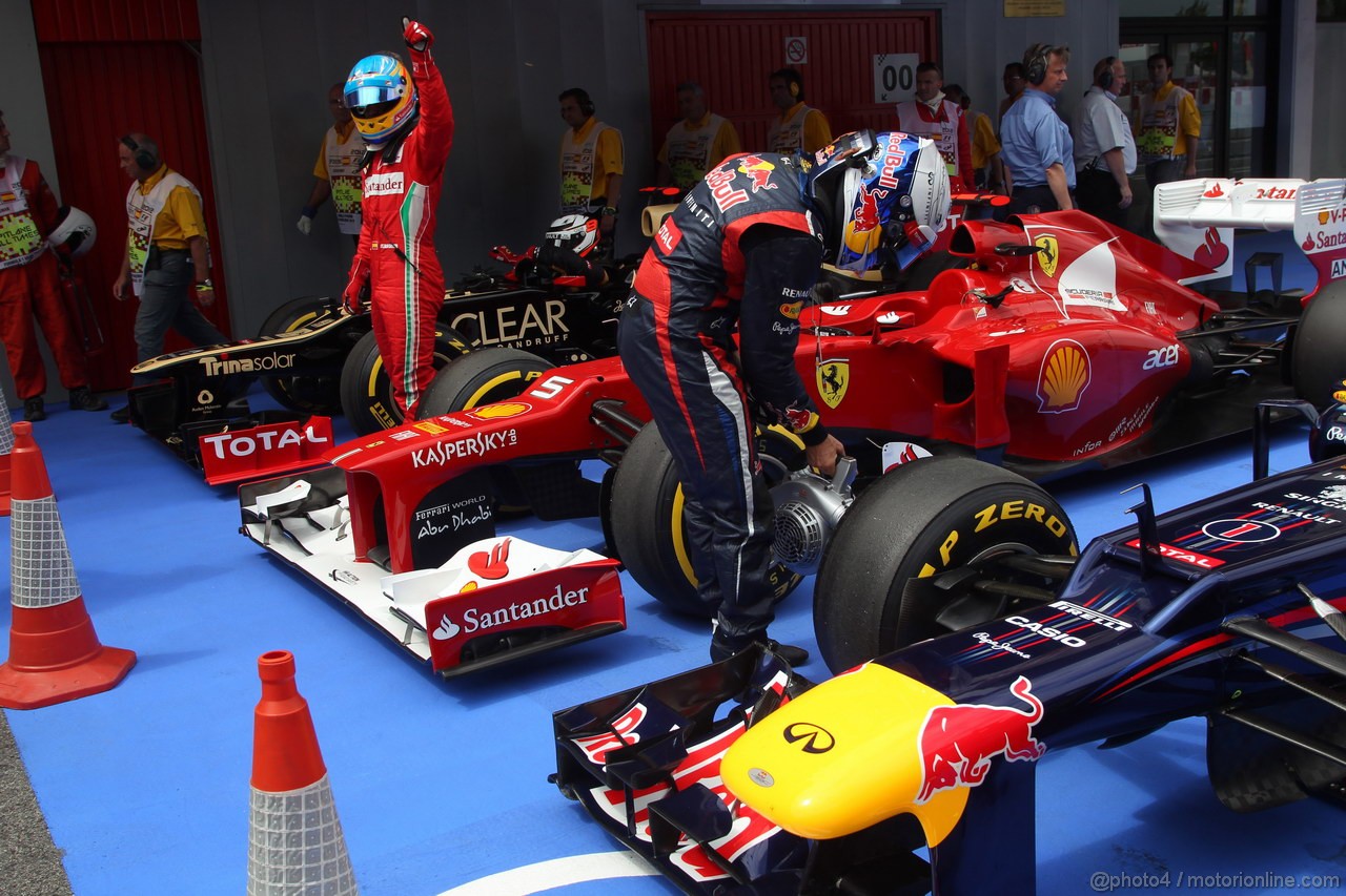 GP SPAGNA, 12.05.2012- Qualifiche, Sebastian Vettel (GER) Red Bull Racing RB8 e Fernando Alonso (ESP) Ferrari F2012