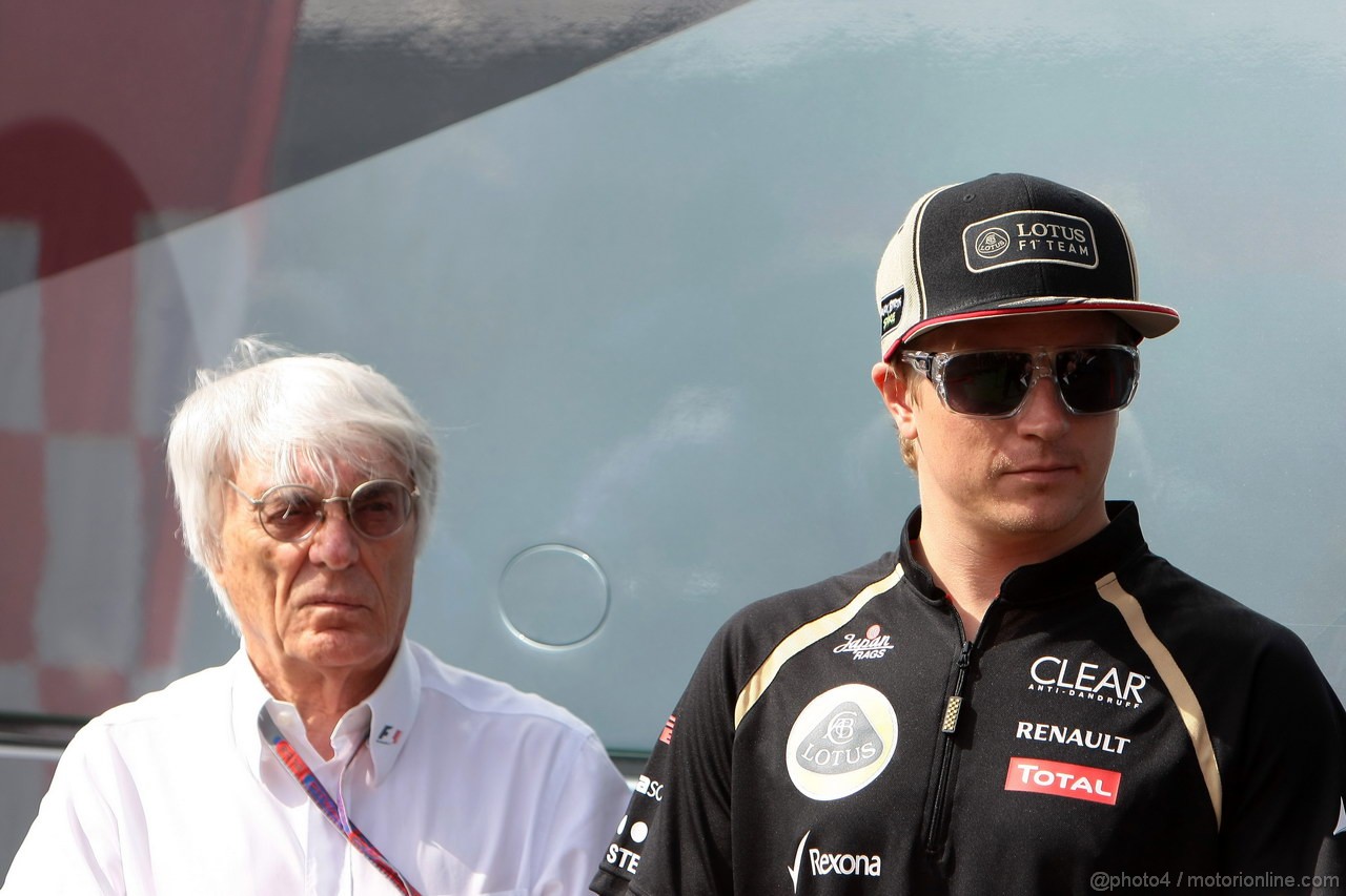 GP SPAGNA, 12.05.2012- Bernie Ecclestone (GBR), President e CEO of Formula One Management  e Kimi Raikkonen (FIN) Lotus F1 Team E20