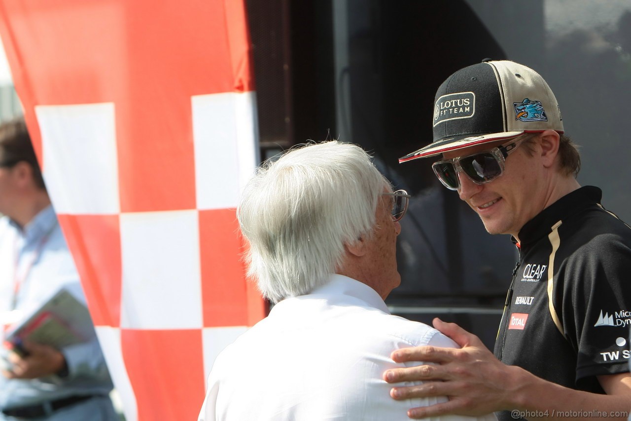 GP SPAGNA, 12.05.2012- Bernie Ecclestone (GBR), President e CEO of Formula One Management  e Kimi Raikkonen (FIN) Lotus F1 Team E20 