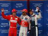 GP SPAGNA, 12.05.2012- Qualifiche, Lewis Hamilton (GBR) McLaren Mercedes MP4-27 pole position, secondo Pastor Maldonado (VEN) Williams F1 Team FW34 e terzo Fernando Alonso (ESP) Ferrari F2012 