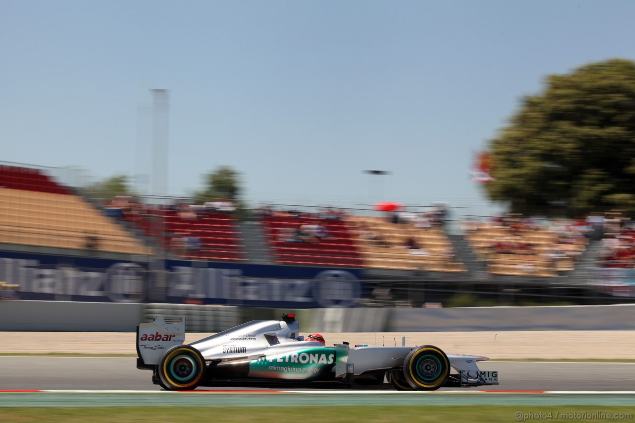 GP SPAGNA, 11.05.2012- Prove Libere 2, Michael Schumacher (GER) Mercedes AMG F1 W03 