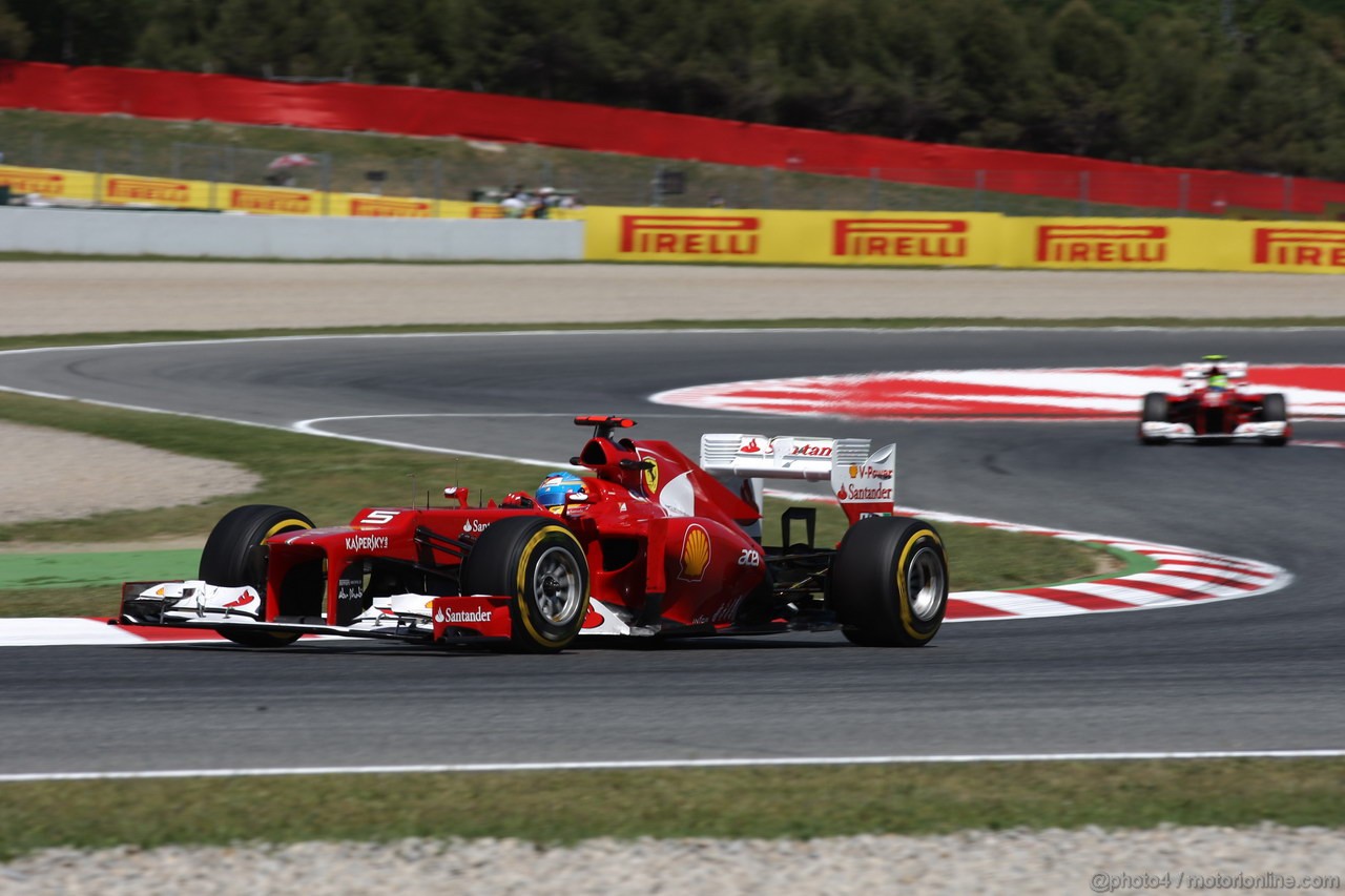 GP SPAGNA, 11.05.2012- Prove Libere 2, Fernando Alonso (ESP) Ferrari F2012 davanti a Felipe Massa (BRA) Ferrari F2012 