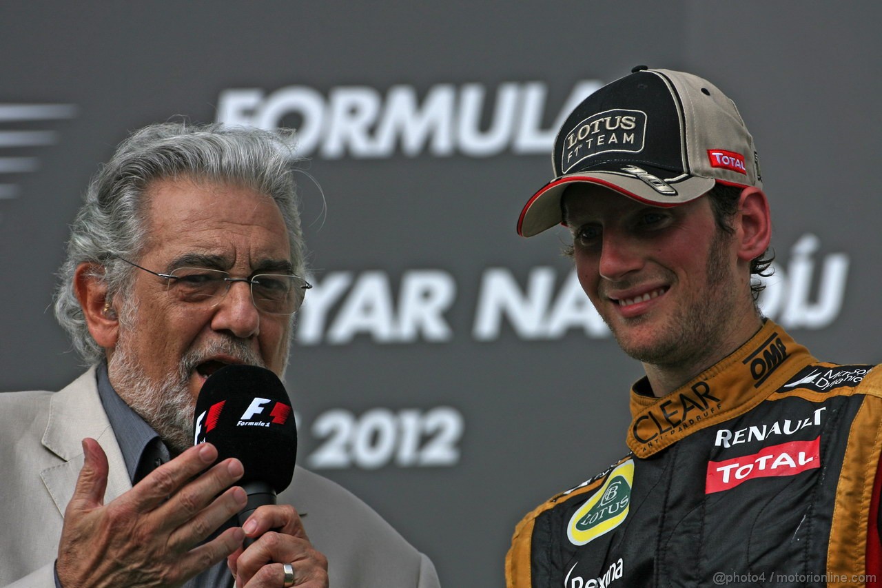 GP UNGHERIA, 29.07.2012- Gara, Placido Domingo (ESP), Tenor e Romain Grosjean (FRA) Lotus F1 Team E20 