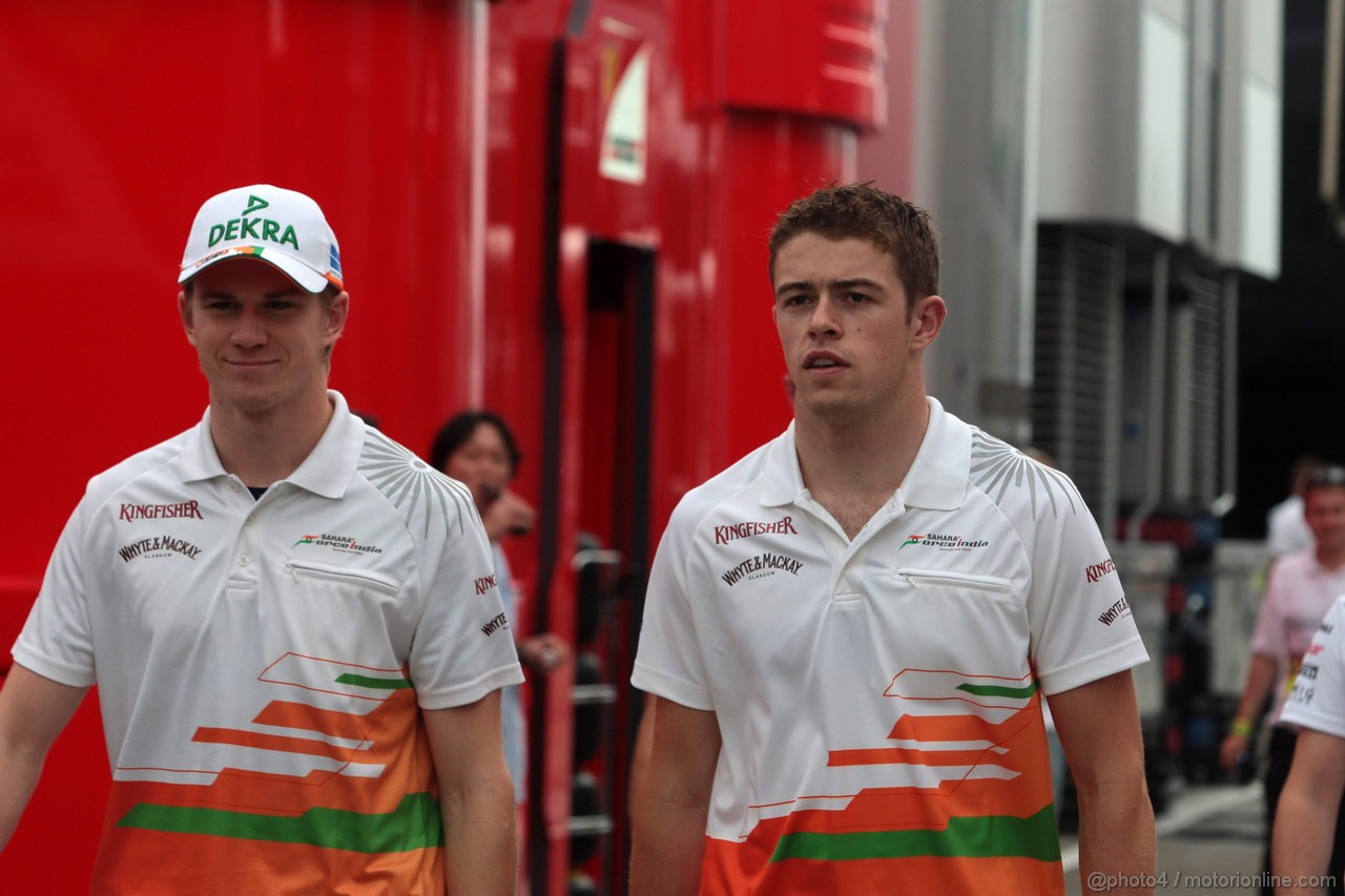 GP UNGHERIA, 26.07.2012- Nico Hulkenberg (GER) Sahara Force India F1 Team VJM05 e Paul di Resta (GBR) Sahara Force India F1 Team VJM05 