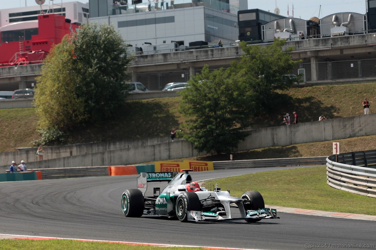 GP UNGHERIA, 28.07.2012- Prove Libere 3, Michael Schumacher (GER) Mercedes AMG F1 W03 