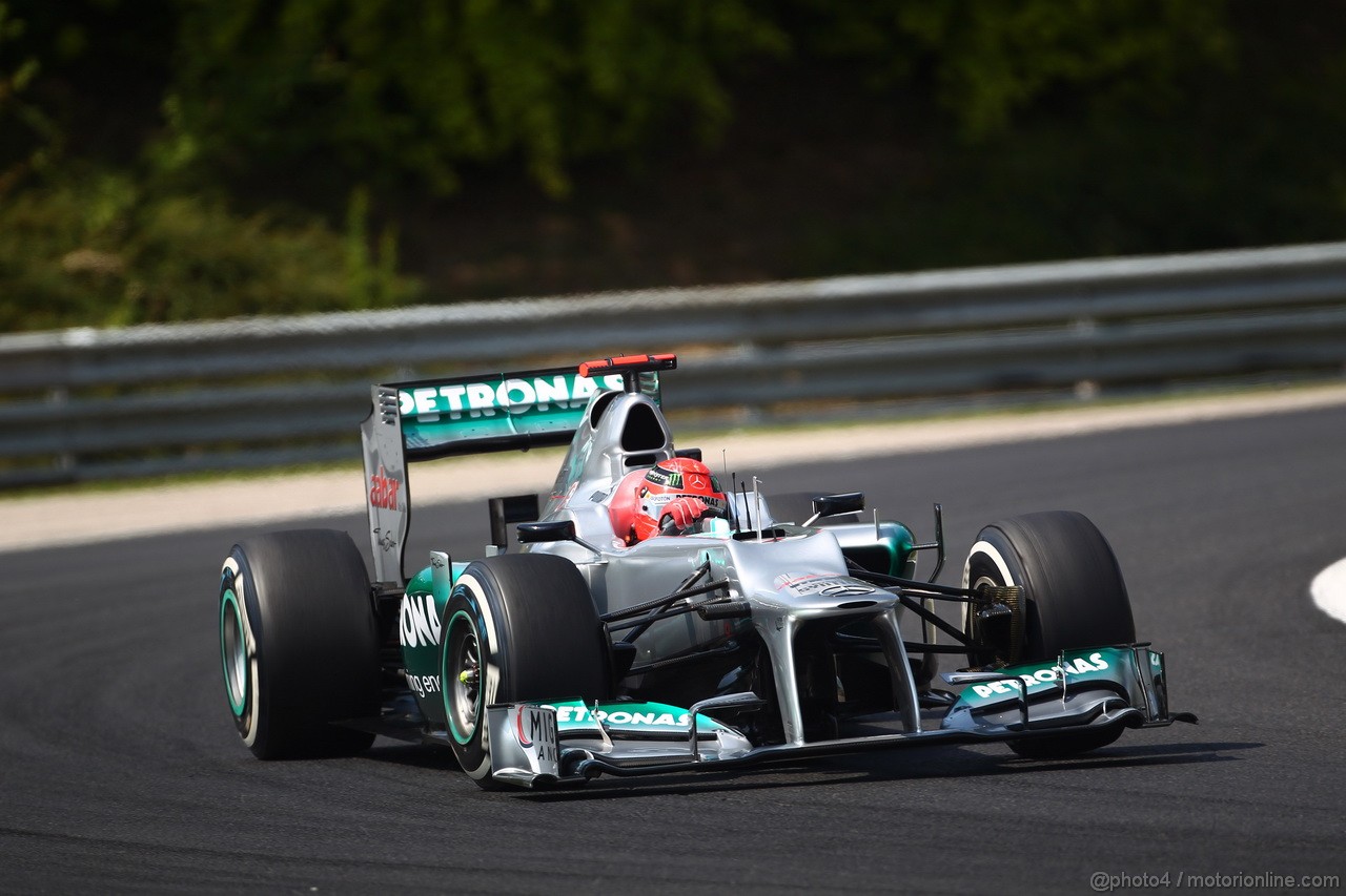 GP UNGHERIA, 28.07.2012- Prove Libere 3, Michael Schumacher (GER) Mercedes AMG F1 W03