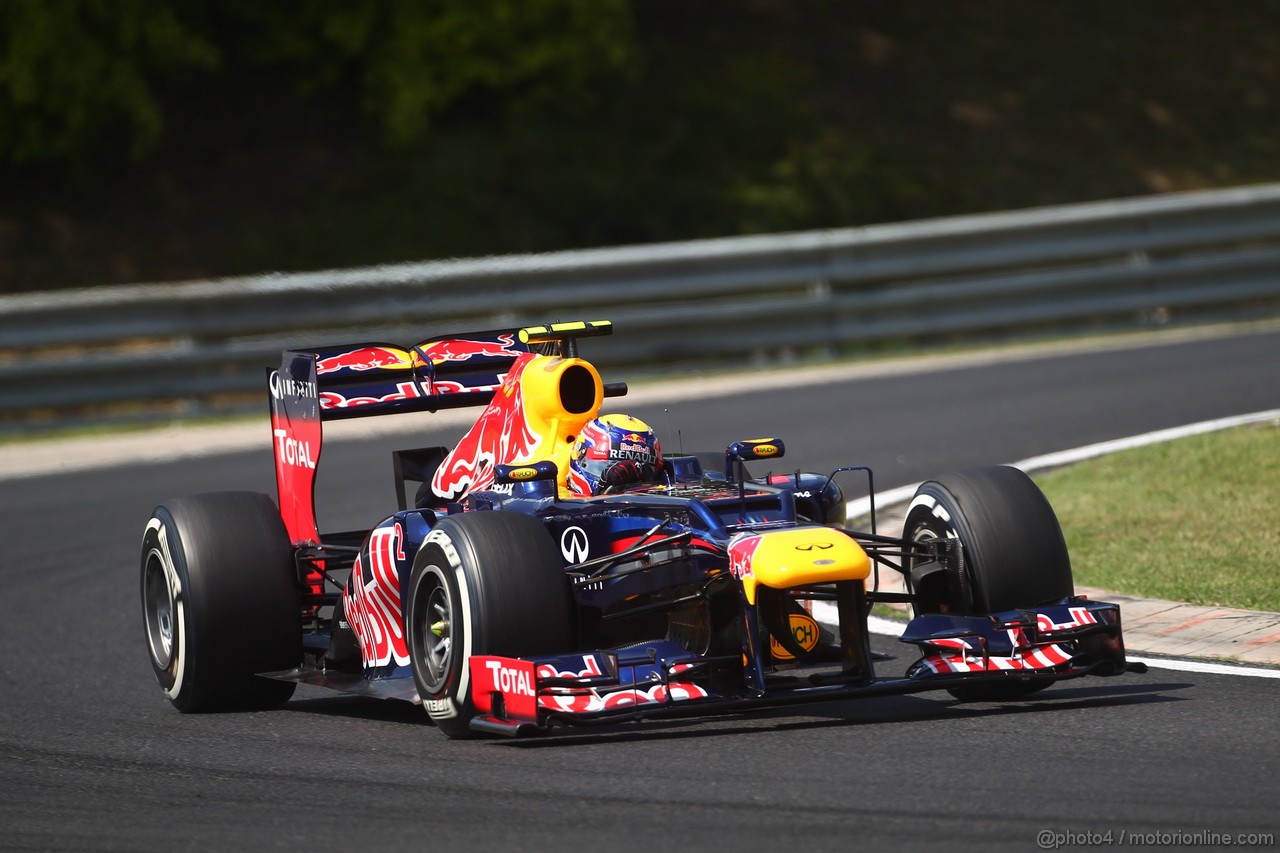 GP UNGHERIA, 28.07.2012- Prove Libere 3, Mark Webber (AUS) Red Bull Racing RB8 