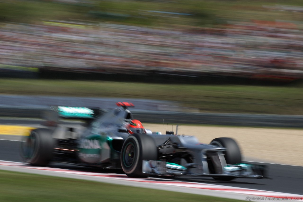 GP UNGHERIA, 28.07.2012- Prove Libere 3, Michael Schumacher (GER) Mercedes AMG F1 W03 