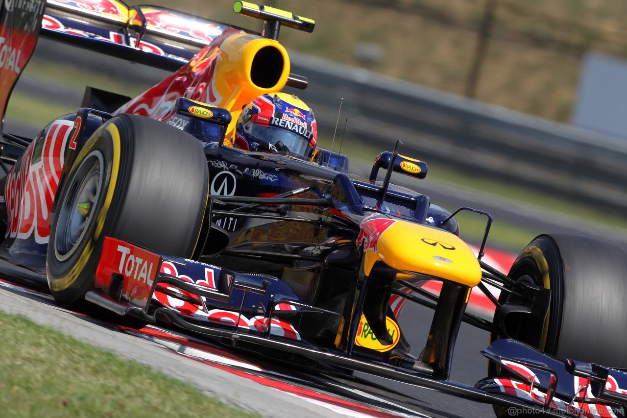 GP UNGHERIA, 28.07.2012- Prove Libere 3, Mark Webber (AUS) Red Bull Racing RB8 