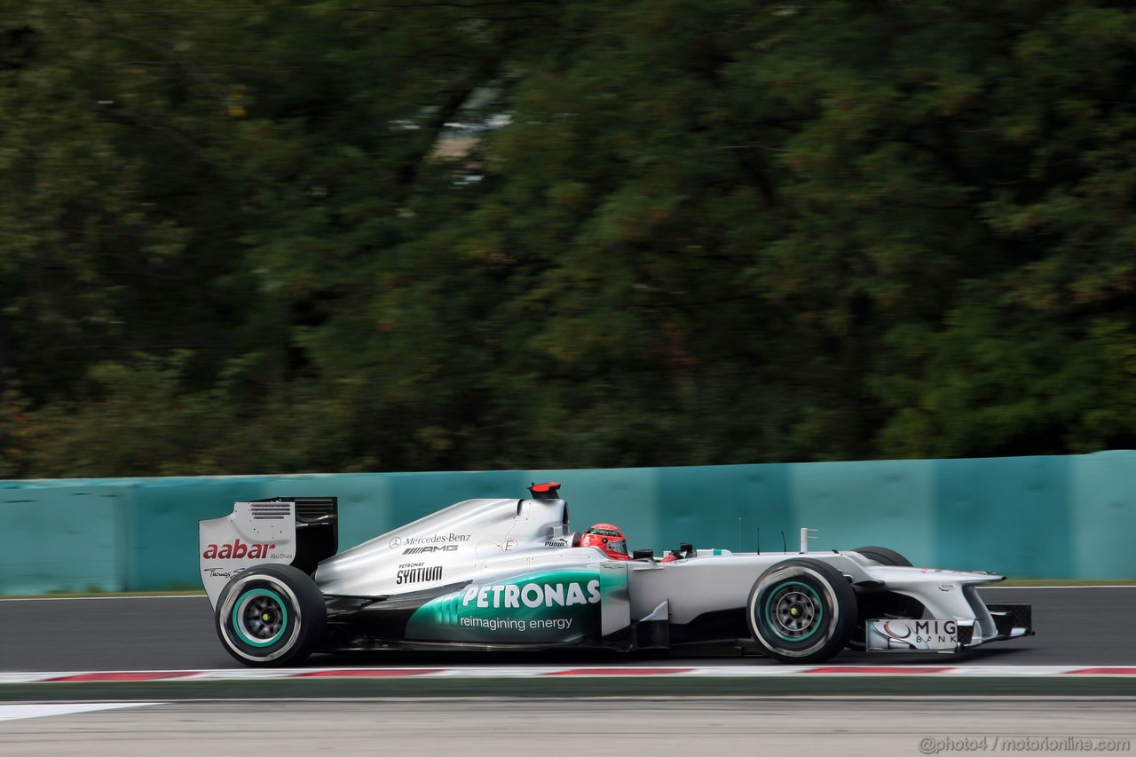 GP UNGHERIA, 27.07.2012- Prove Libere 1, Michael Schumacher (GER) Mercedes AMG F1 W03