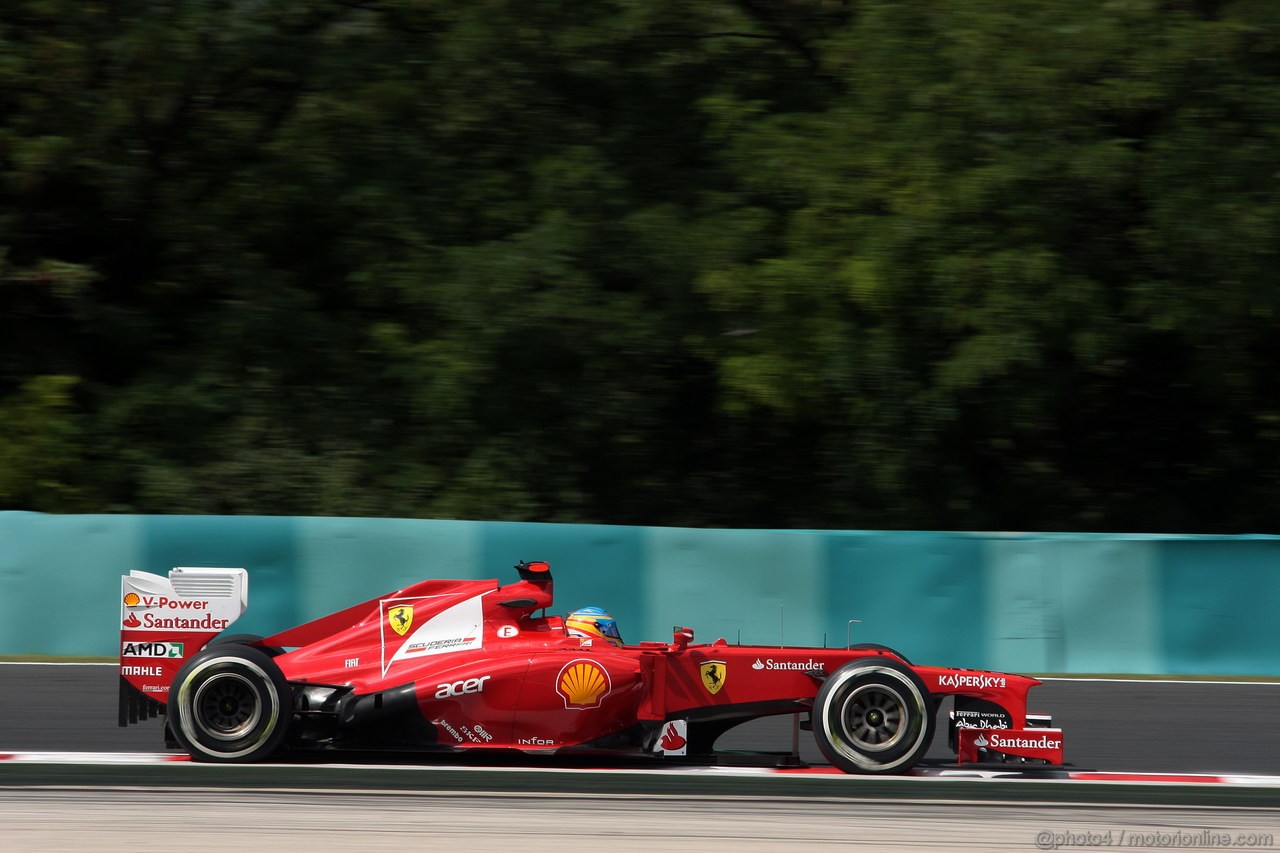 GP UNGHERIA, 27.07.2012- Prove Libere 1, Fernando Alonso (ESP) Ferrari F2012 