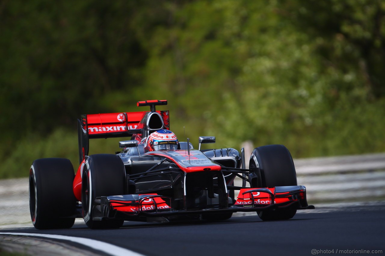 GP UNGHERIA, 27.07.2012- Prove Libere 1, Jenson Button (GBR) McLaren Mercedes MP4-27 