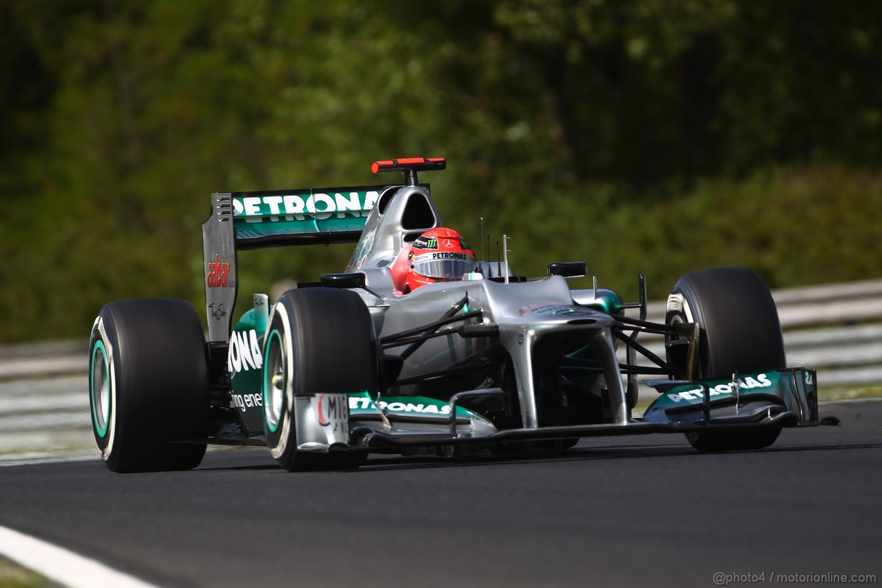 GP UNGHERIA, 27.07.2012- Prove Libere 1, Michael Schumacher (GER) Mercedes AMG F1 W03 