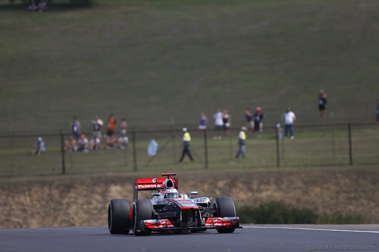 GP UNGHERIA, 27.07.2012- Prove Libere 1, Jenson Button (GBR) McLaren Mercedes MP4-27 