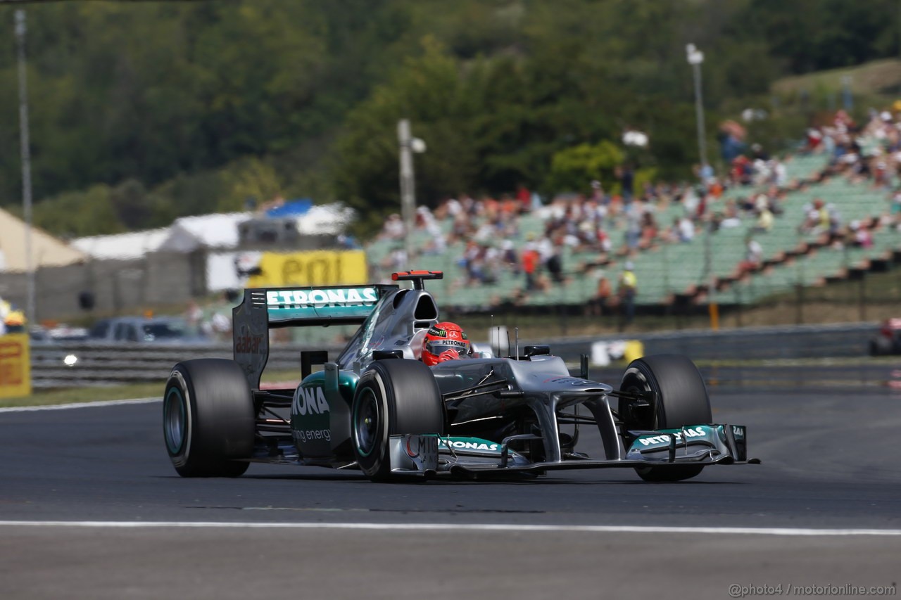 GP UNGHERIA, 27.07.2012- Prove Libere 1, Michael Schumacher (GER) Mercedes AMG F1 W03 