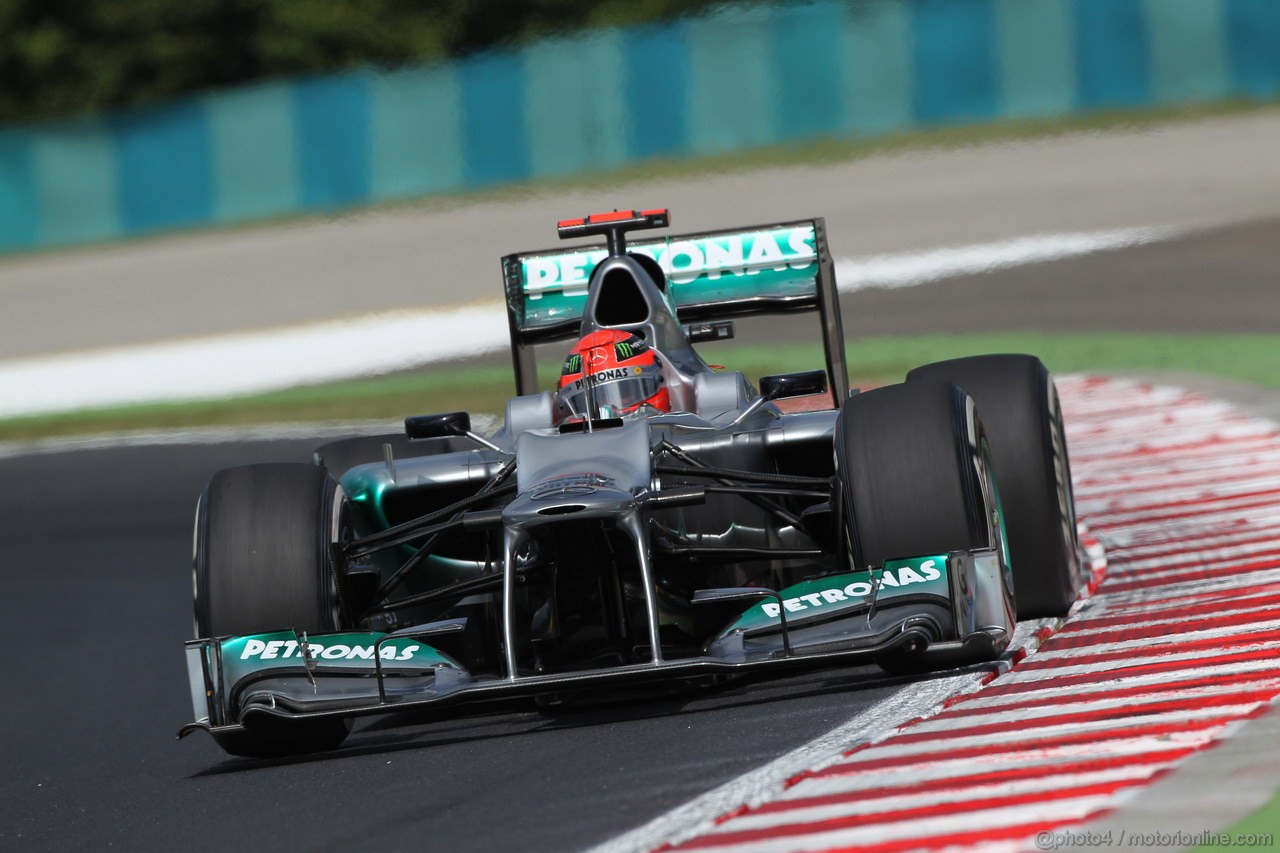 GP UNGHERIA, 27.07.2012- Prove Libere 1, Michael Schumacher (GER) Mercedes AMG F1 W03 