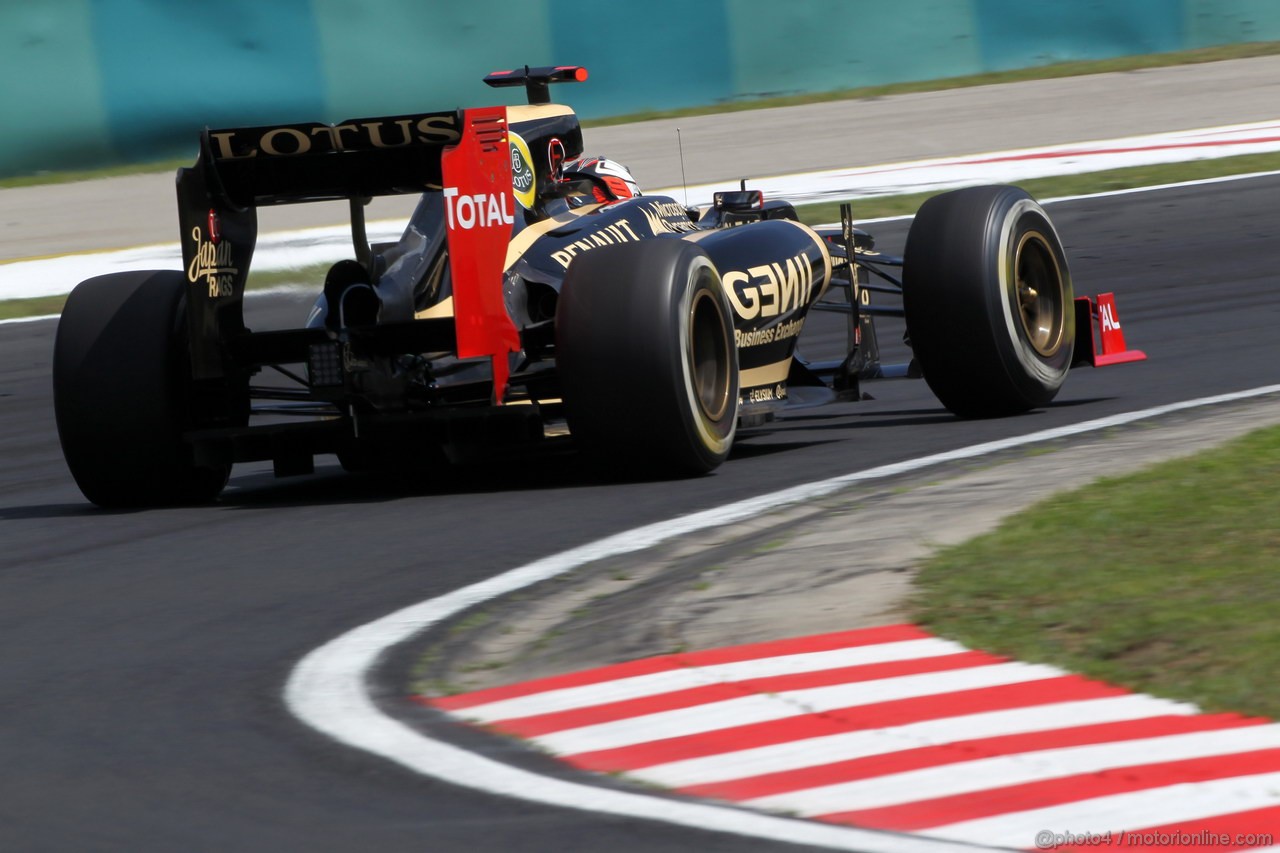 GP UNGHERIA, 27.07.2012- Prove Libere 1, Kimi Raikkonen (FIN) Lotus F1 Team E20 