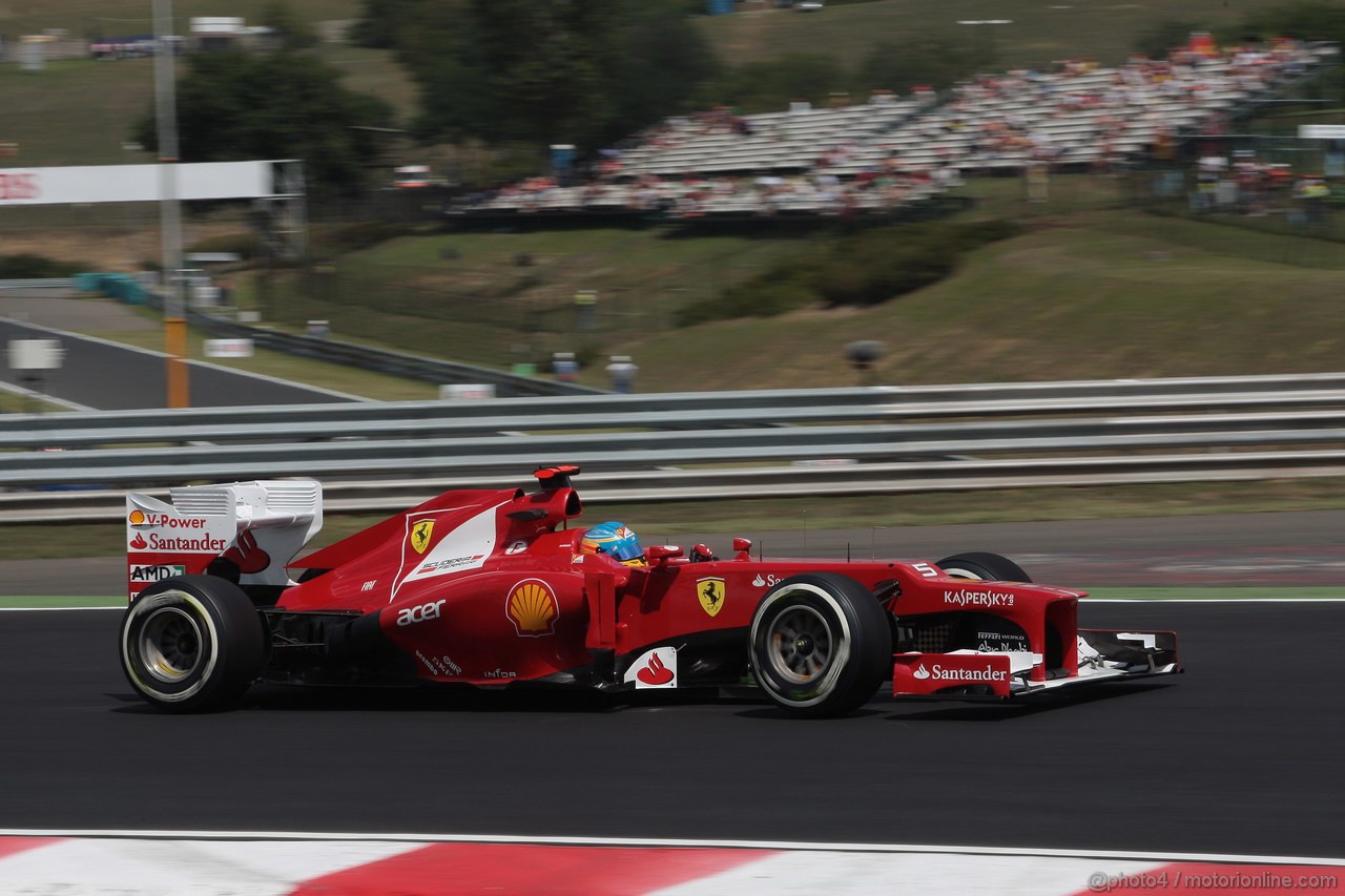 GP UNGHERIA, 27.07.2012- Prove Libere 2, Fernando Alonso (ESP) Ferrari F2012 