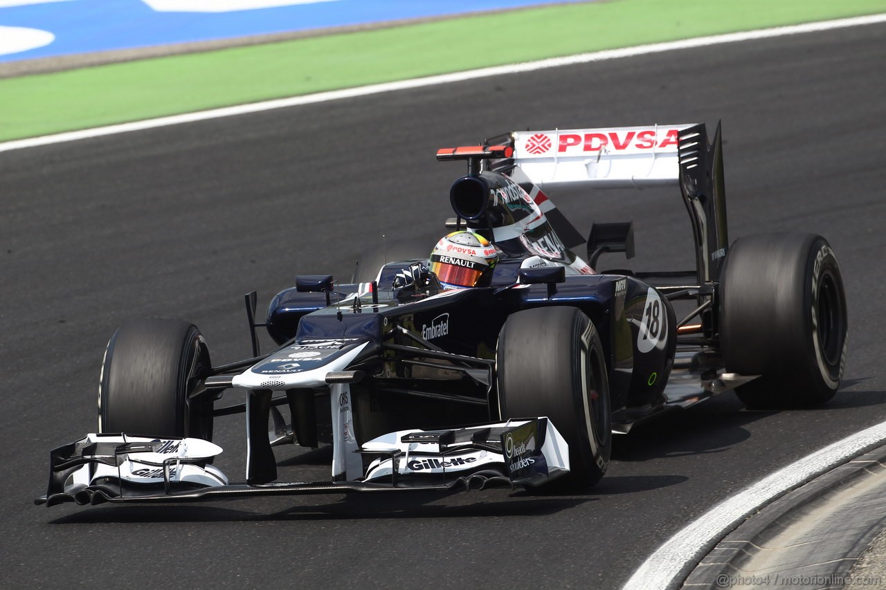 GP UNGHERIA, 27.07.2012- Prove Libere 2, Pastor Maldonado (VEN) Williams F1 Team FW34 