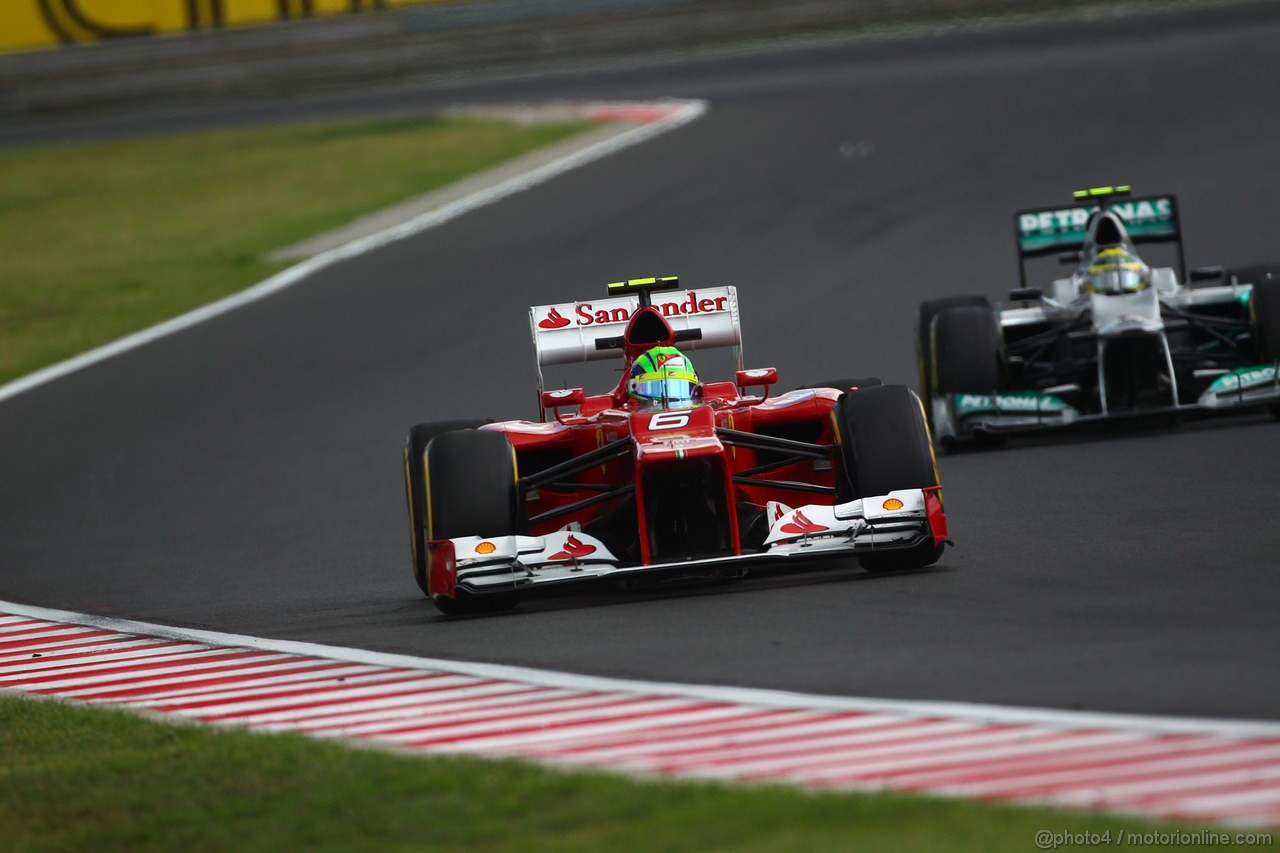 GP UNGHERIA, 27.07.2012- Prove Libere 2, Felipe Massa (BRA) Ferrari F2012 e Nico Rosberg (GER) Mercedes AMG F1 W03 