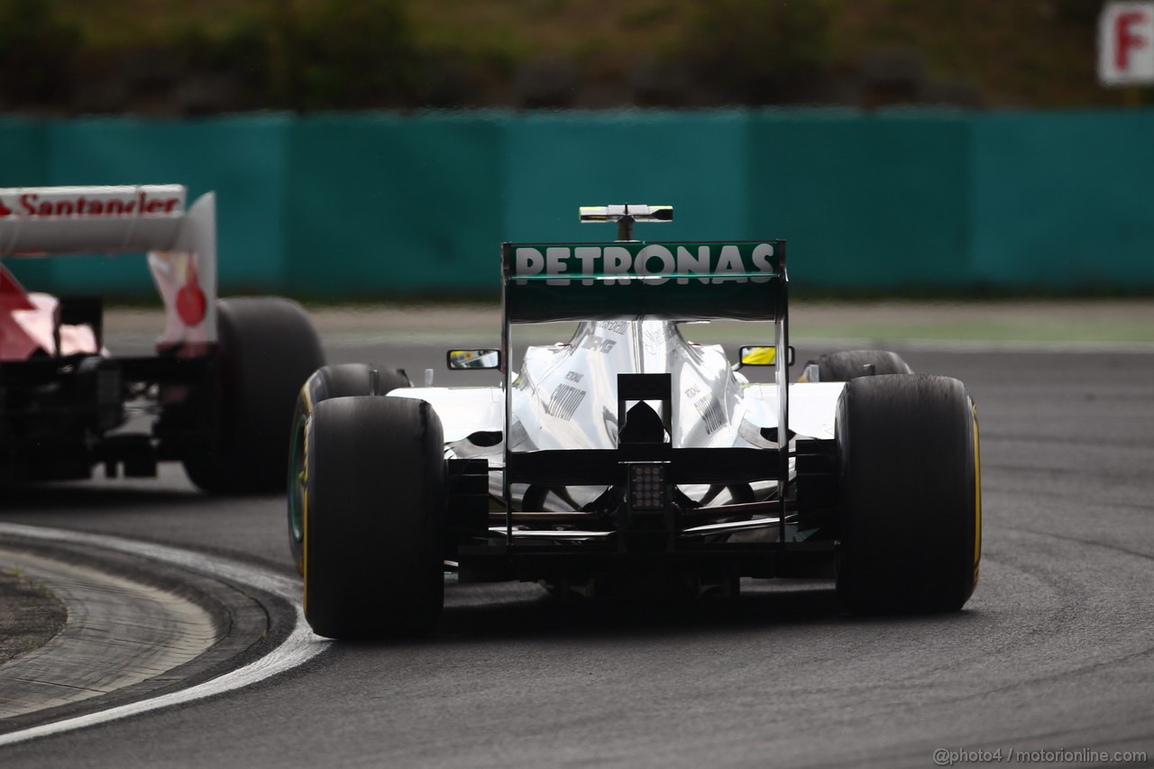 GP UNGHERIA, 27.07.2012- Prove Libere 2, Nico Rosberg (GER) Mercedes AMG F1 W03 nd Felipe Massa (BRA) Ferrari F2012 