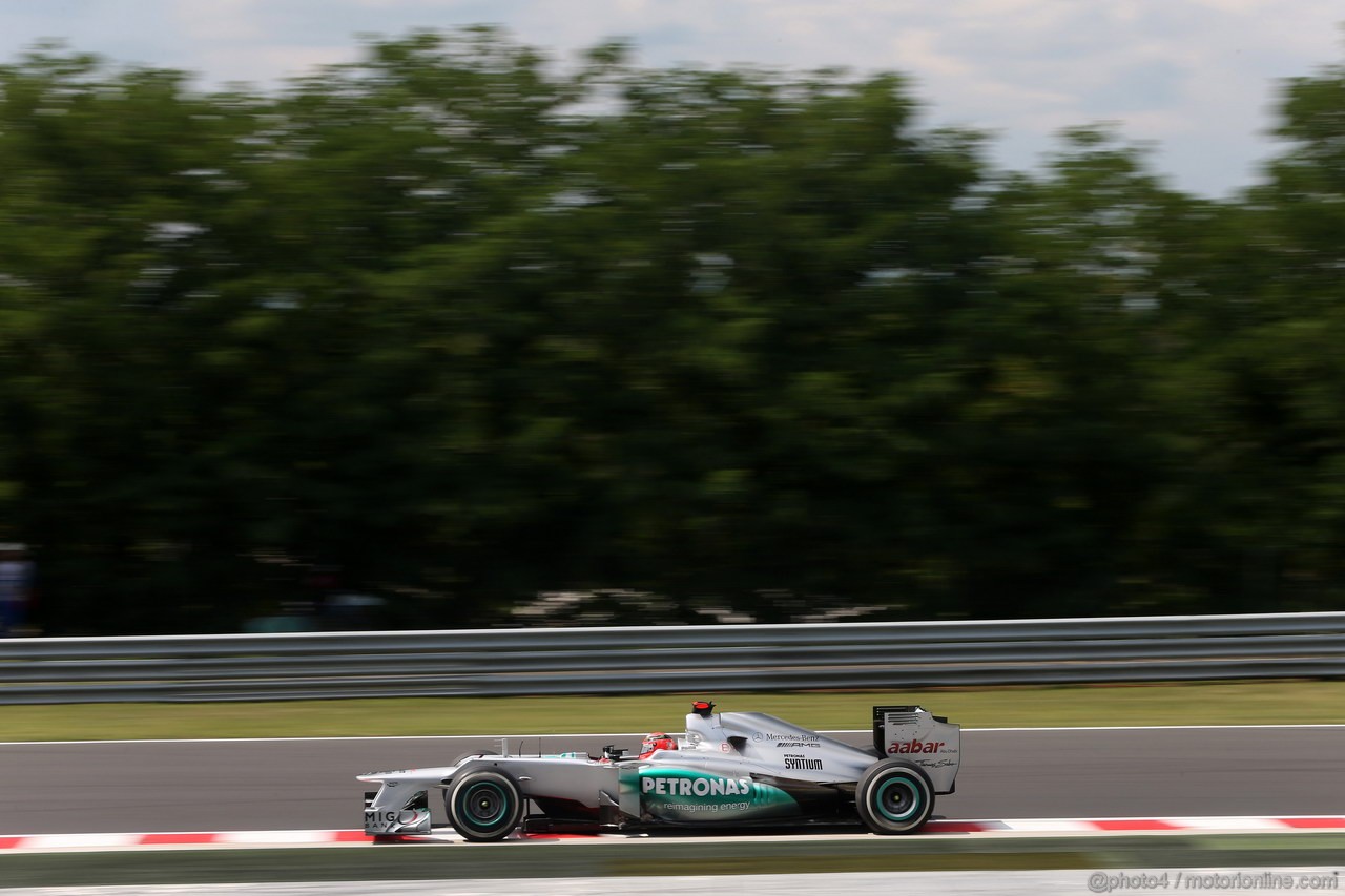 GP UNGHERIA, 27.07.2012- Prove Libere 2, Michael Schumacher (GER) Mercedes AMG F1 W03 