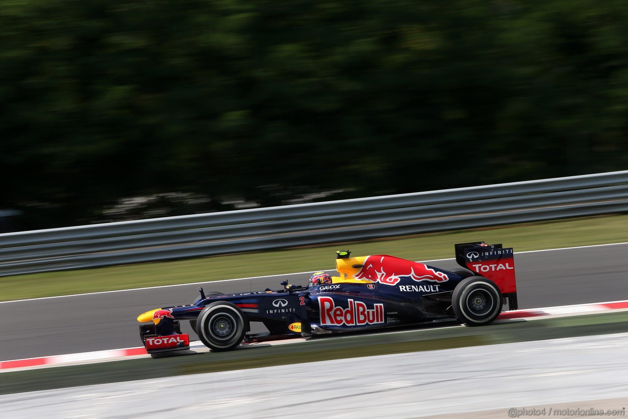 GP UNGHERIA, 27.07.2012- Prove Libere 2, Mark Webber (AUS) Red Bull Racing RB8 