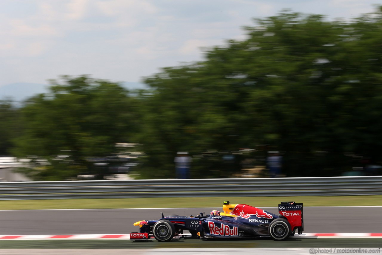 GP UNGHERIA, 27.07.2012- Prove Libere 2, Mark Webber (AUS) Red Bull Racing RB8 