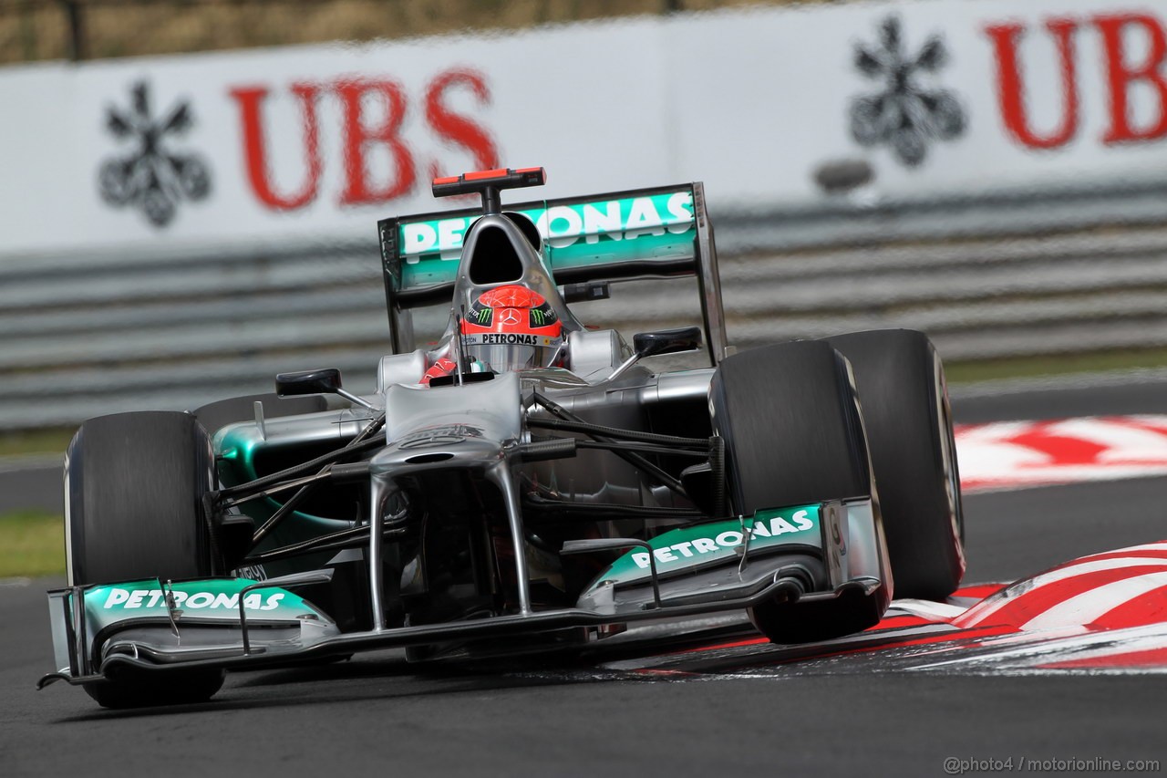 GP UNGHERIA, 27.07.2012- Prove Libere 2, Michael Schumacher (GER) Mercedes AMG F1 W03 