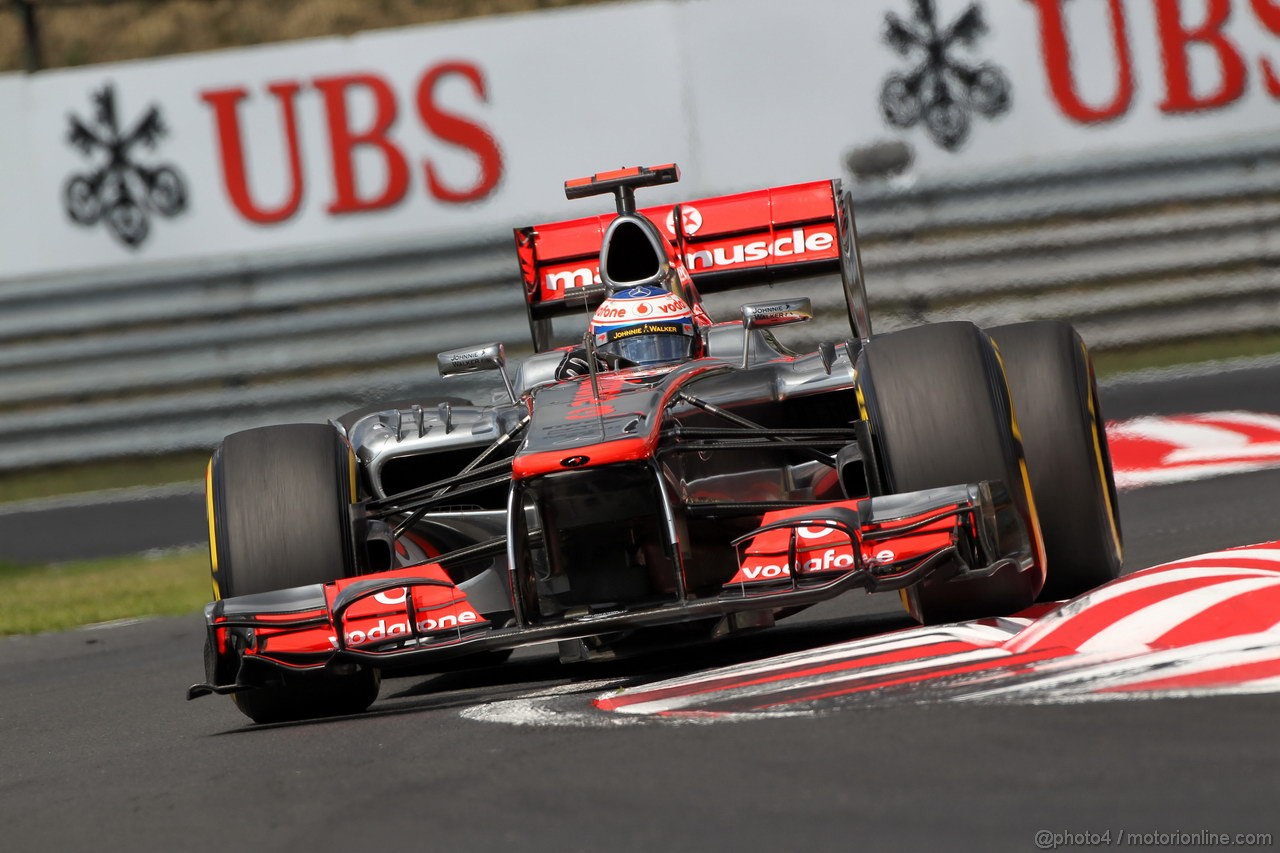 GP UNGHERIA, 27.07.2012- Prove Libere 2, Jenson Button (GBR) McLaren Mercedes MP4-27 