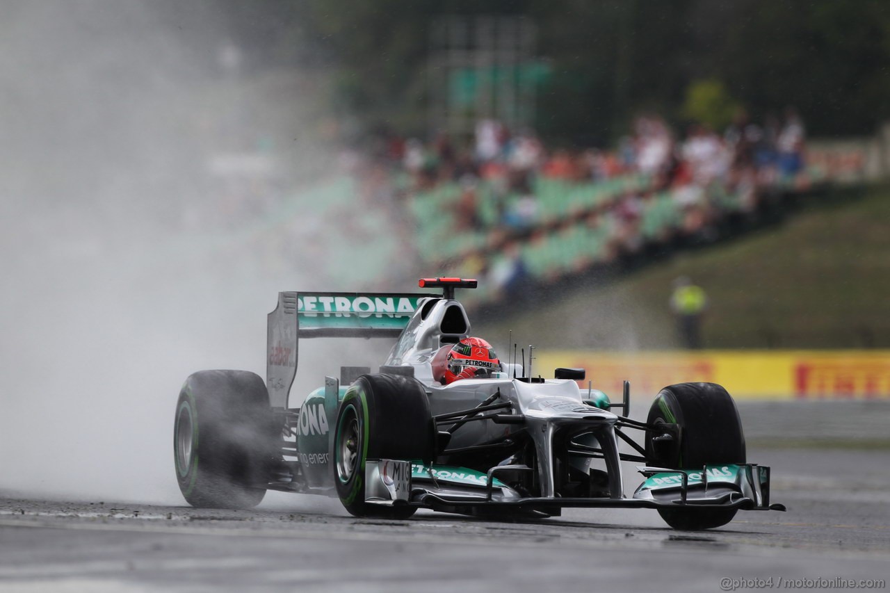 GP UNGHERIA, 27.07.2012- Prove Libere 2, Michael Schumacher (GER) Mercedes AMG F1 W03 