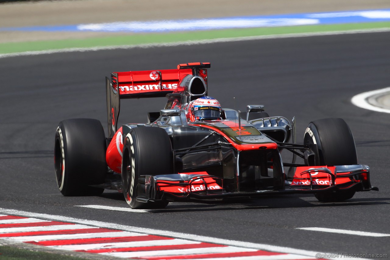 GP UNGHERIA, 27.07.2012- Prove Libere 2, Jenson Button (GBR) McLaren Mercedes MP4-27 