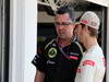 GP UNGHERIA, 27.07.2012- Free Practice 1, Eric Boullier (FRA), Team Manager, Lotus F1 Team e Romain Grosjean (FRA) Lotus F1 Team E20 