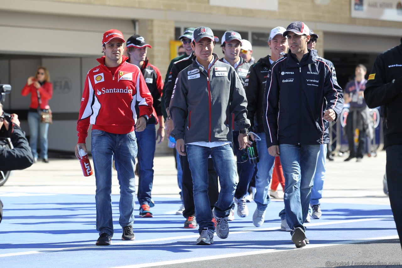 GP USA, 18.11.2012 - Drivers before the drivers parade