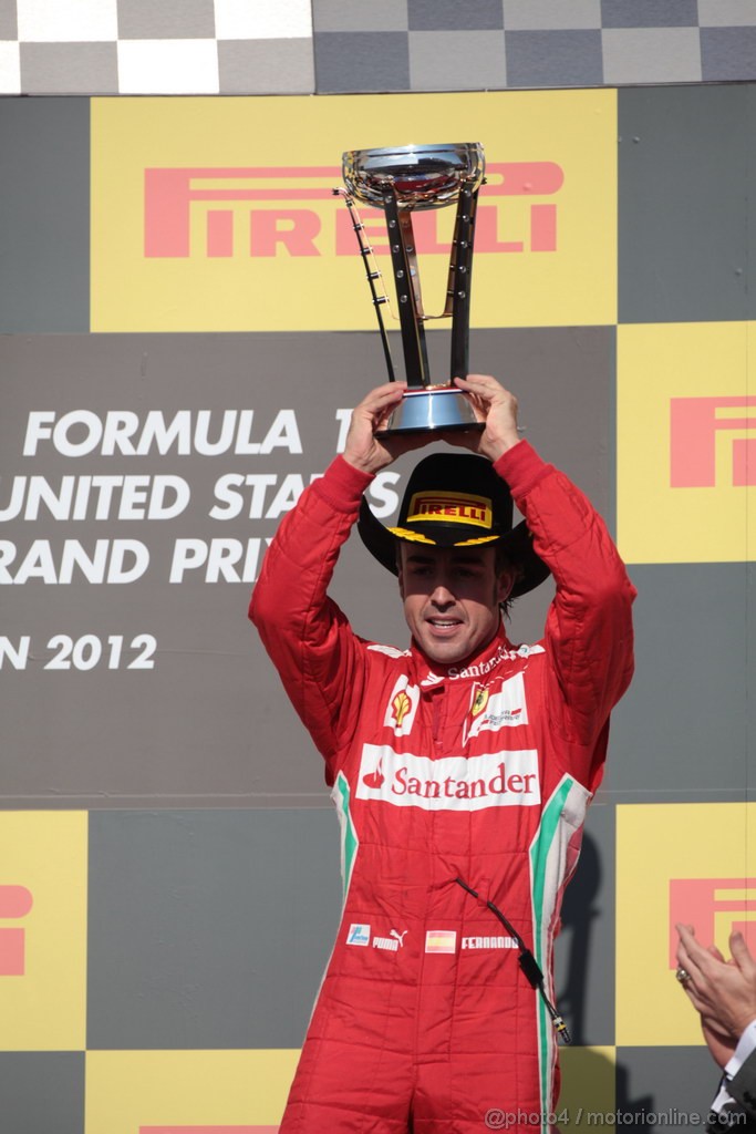 GP USA, 18.11.2012 - Podium, 3rd Fernando Alonso (ESP) Ferrari F2012