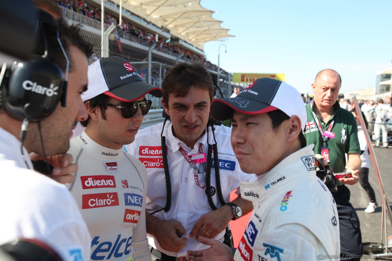 GP USA, 18.11.2012 - Gara, Kamui Kobayashi (JAP) Sauber F1 Team C31 e Sergio Prez (MEX) Sauber F1 Team C31