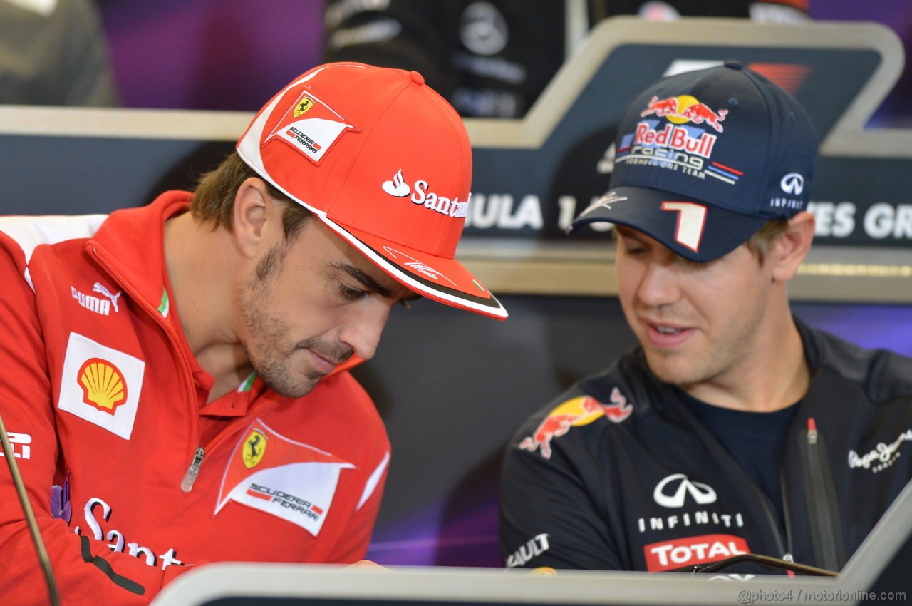 GP USA, 15.11.2012 - Press Conference: Fernando Alonso (ESP) Ferrari F2012 e Sebastian Vettel (GER) Red Bull Racing RB8