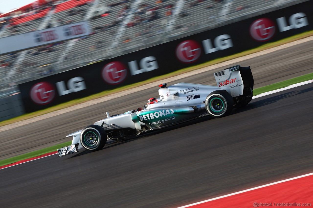 GP USA, 17.11.2012 - Prove Libere 3, Michael Schumacher (GER) Mercedes AMG F1 W03