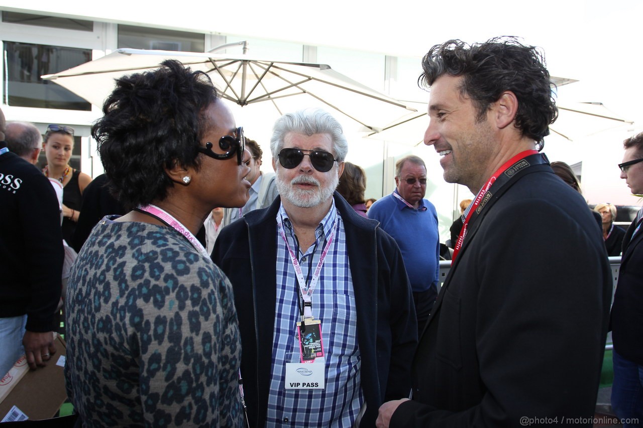 GP USA, 17.11.2012 - George Lucas (USA) Star Wars Creator with his partner Mellody Hobson (USA) e Patrick Dempsey (USA) 