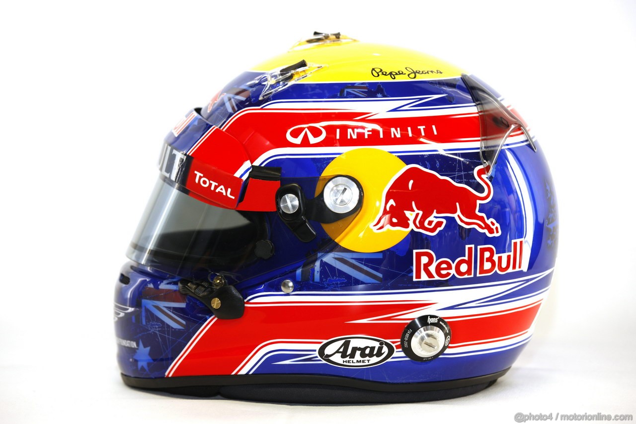 Jerez Test Febbraio 2012, 09.02.2012 Jerez, Spain,
Mark Webber (AUS), Red Bull Racing helmet - Formula 1 Testing, day 1 - Formula 1 World Championship 