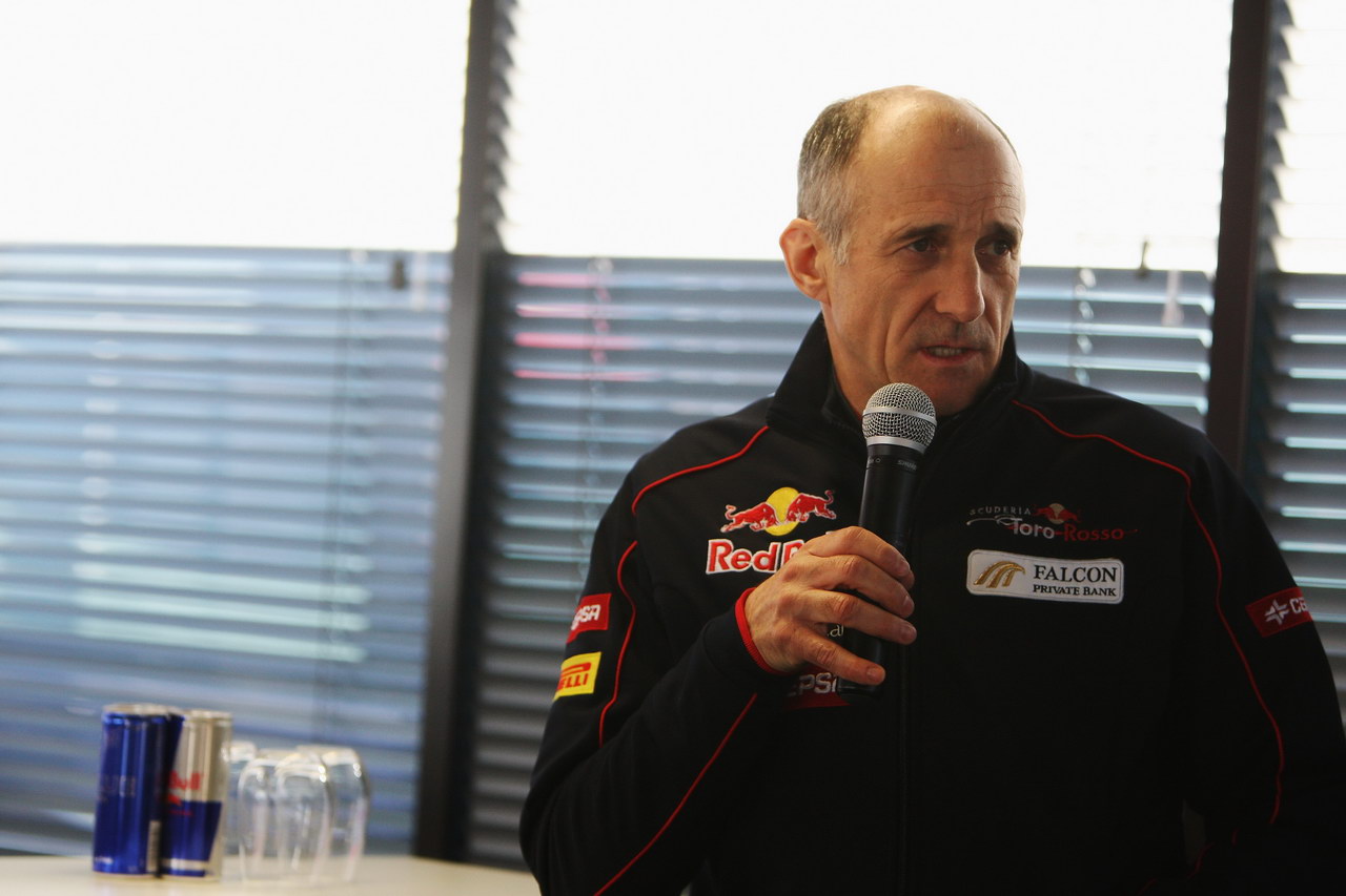 Jerez Test Febbraio 2012, JEREZ DE LA FRONTERA, SPAIN - FEBRUARY 07:  Scuderia Toro Rosso Team Principal Franz Tost is interviewed by the media during Formula One winter testing at the Circuito de Jerez on February 7, 2012 in Jerez de la Frontera, Spain.  (Photo by Ker Robertson/Getty Images)