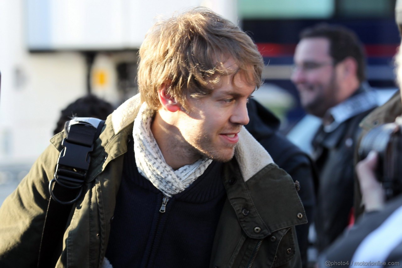 Jerez Test Febbraio 2012, 08.02.2012 Jerez, Spain,
Sebastian Vettel (GER), Red Bull Racing arrives at the circuit - Formula 1 Testing, day 1 - Formula 1 World Championship 