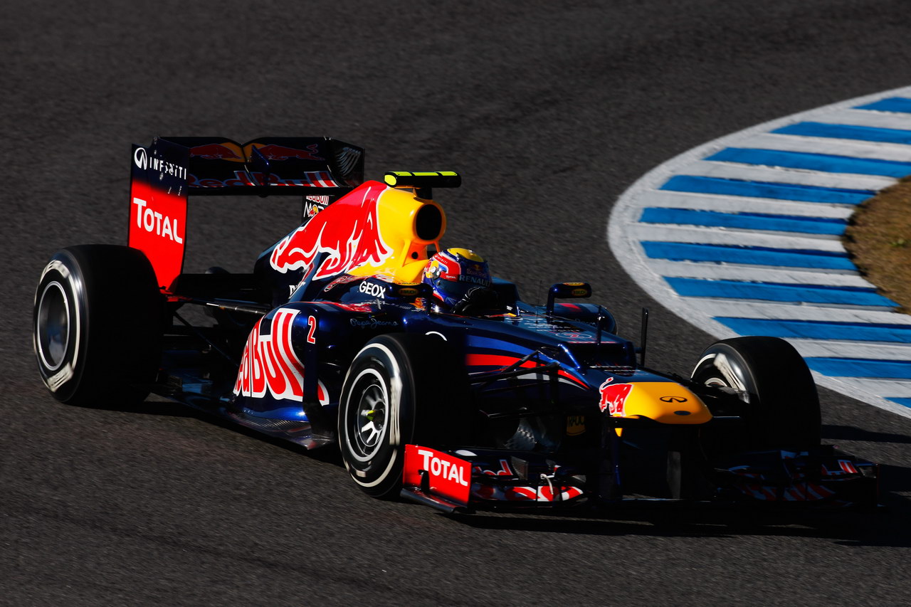 Jerez Test Febbraio 2012, JEREZ DE LA FRONTERA, SPAIN - FEBRUARY 08:  Mark Webber of Australia e Red Bull Racing drives during day two of Formula One winter testing at the Circuito de Jerez on February 8, 2012 in Jerez de la Frontera, Spain.  (Photo by Mark Thompson/Getty Images)